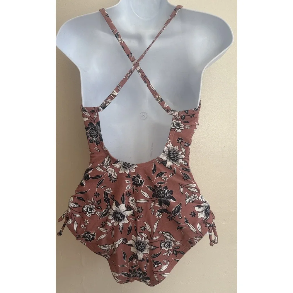 Kona Sol One‎ Piece Swimsuit S. Pink Floral  Bathing Suit